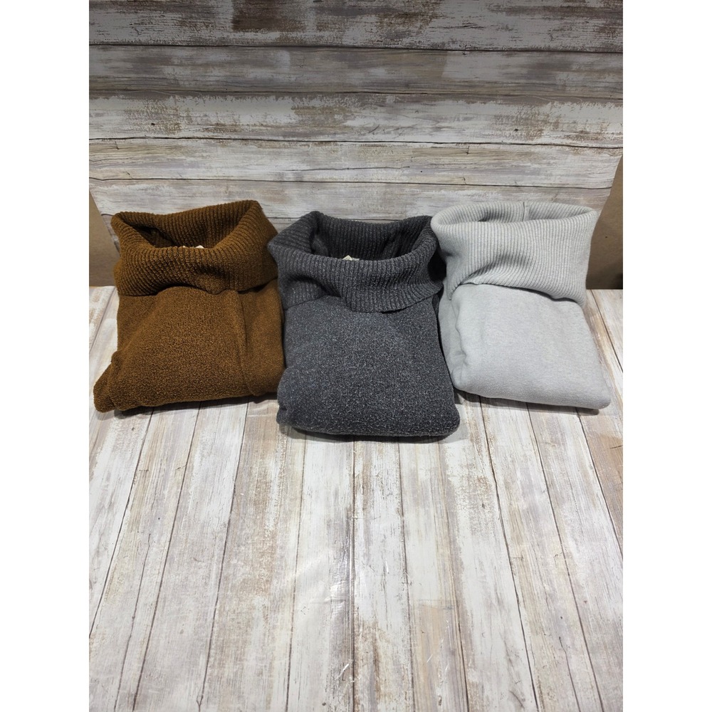 Terra & Sky Time and Tru Womens Plus Size Sweater Bundle 1X 20 Brown Grey 3pc